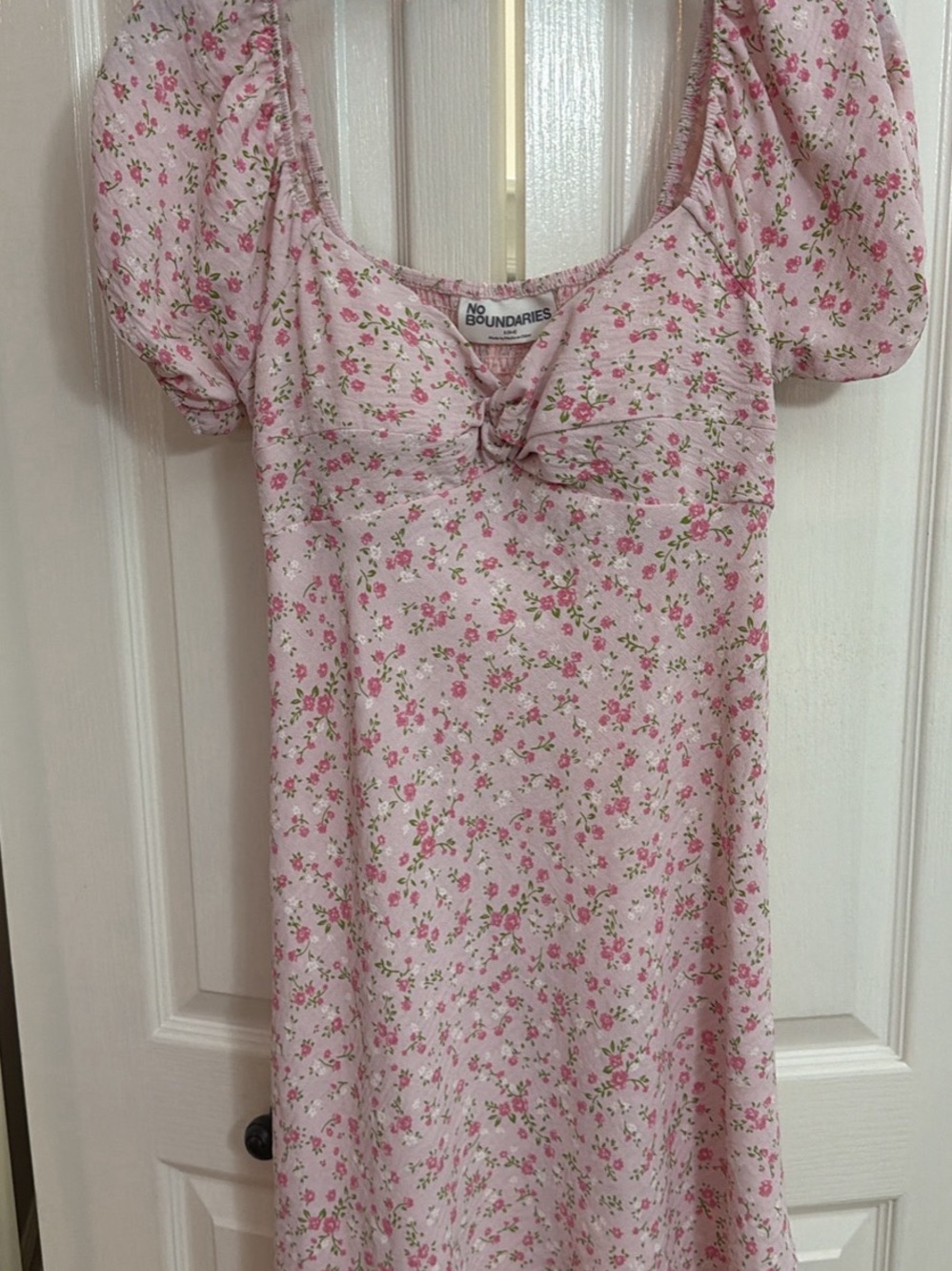 No Boundaries Dusty Pink Floral Knot-Front Dress